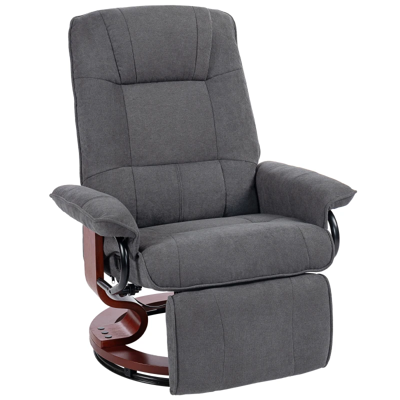 Image of HOMCOM HOMCOM Manual Recliner Swivel Reclining Chair with Footrest Armrests Grey Size: Armchair Grey Armchair Unisex 5063603061422