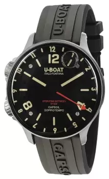 Image of U-Boat 8769/A Capsoil Doppotempo SS Black Rubber Strap Watch
