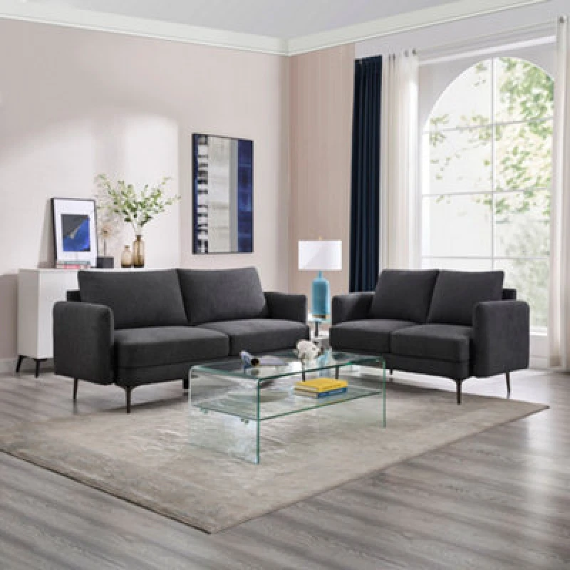 Image of More4Homes Sofia 2+3 Seater Fabric Sofa Set Charcoal