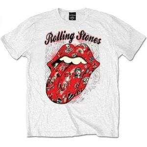 Image of Rolling Stones Tattoo Flash Mens Medium T-Shirt - White