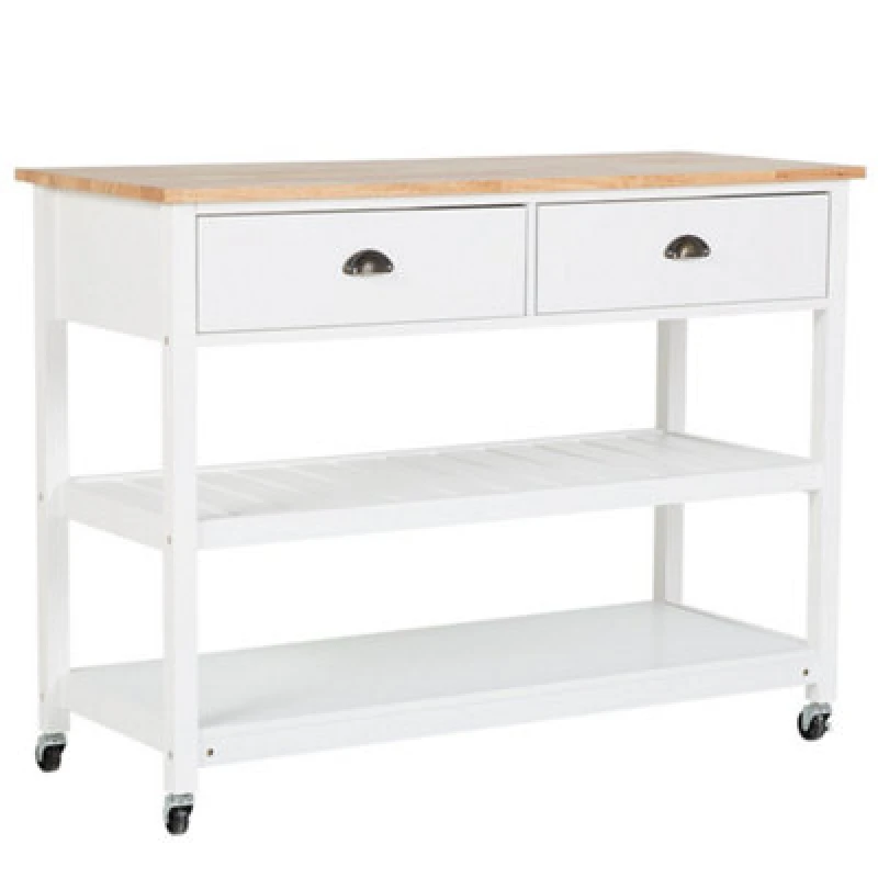 Image of Beliani Kitchen Trolley Navarino Wood White