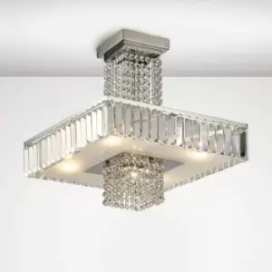 Image of Semi Ceiling Ophelia 6 Bulbs polished chrome / crystal