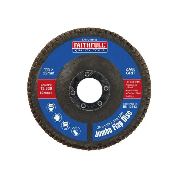 Image of Faithfull Zirconia Abrasive Jumbo Flap Disc FAIFD11580Z Diameter: 115mm