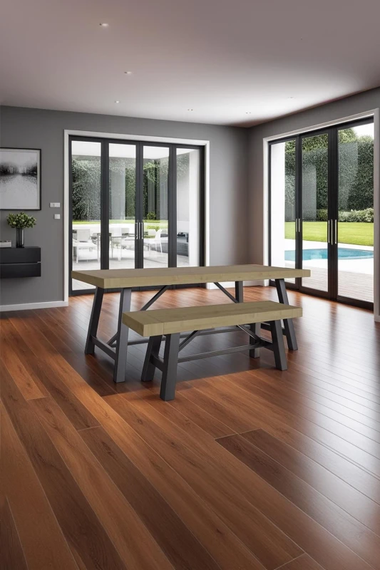 Image of FWStyle FWStyle 1.32M Solid Pine Modern Fixed Top Dining Bench in Brown Brown One Size Unisex 5056413124173