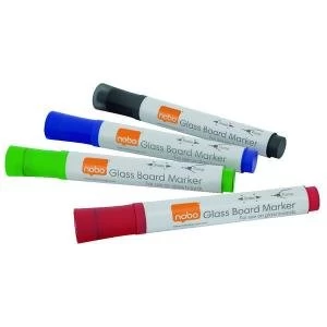 Image of Nobo Glass Whiteboard Markers Assorted Pack of 4 1905323