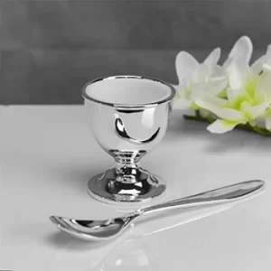 Image of Bambino Baby Silver Plated Egg Cup and Spoon Set