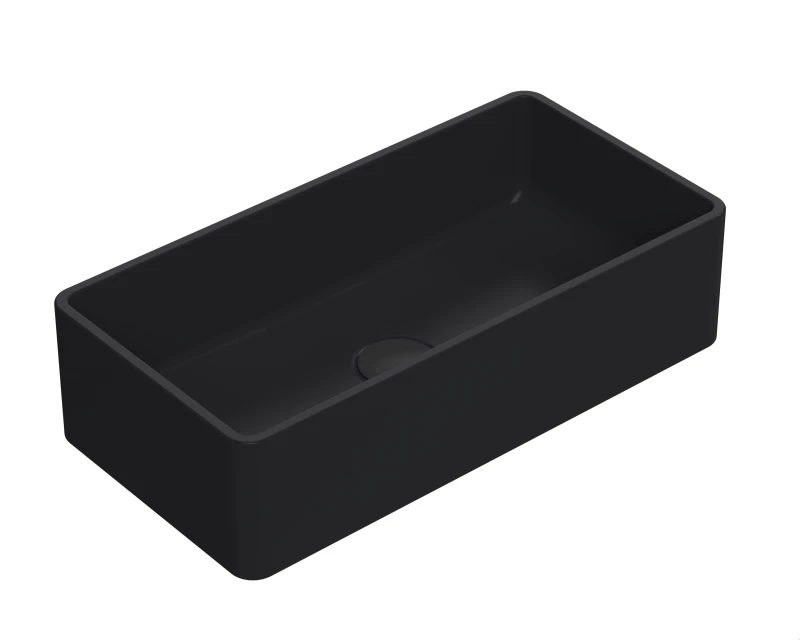 Image of Balterley Rectangular Countertop Vessel Without Overflow Matt Black 465mm Black