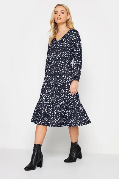 Image of PixieGirl Petite Tiered Midi Dress Black