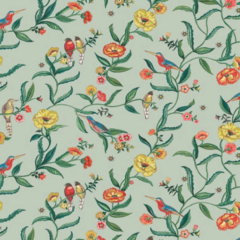 Image of Muriva Cath Kidston Summer Birds Wallpaper Sage 182551