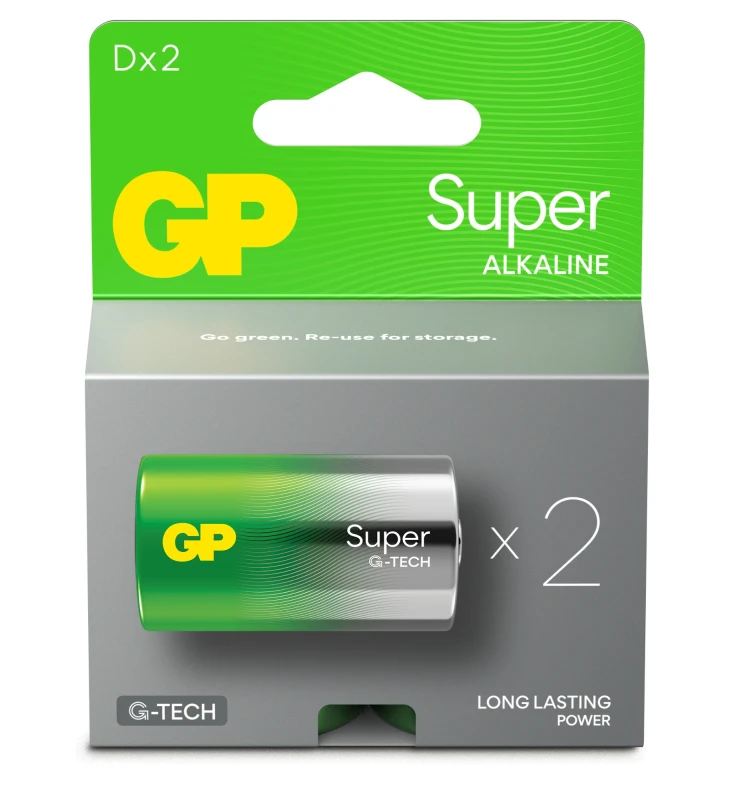 Image of GP Batteries 1x2 GP Super Alkaline 1.5V D Mono LR20 Rel. 03013AETA-B2