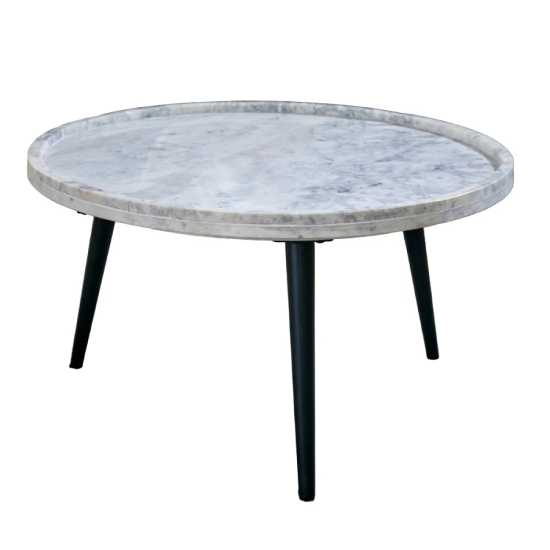 Image of Indian Hub Opal Coffee Table With Marble Top And Metal Legs