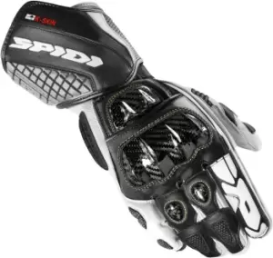 Image of Spidi Carbo Kangaroo Motorcycle Gloves, black-white, Size S, black-white, Size S