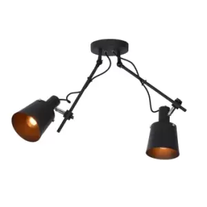 Image of Quinny Modern Ceiling Spotlight - 2xE27 - Black