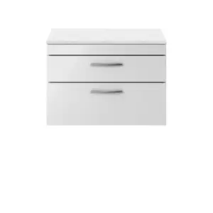 Image of Nuie Athena 800 Wall Hung 2-drawer Vanity & Sparkling White Worktop - Gloss Grey Mist