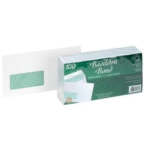Image of Basildon Bond DL Peel and Seal 120gm2 Recycled Wallet Window Envelopes White Pack of 100