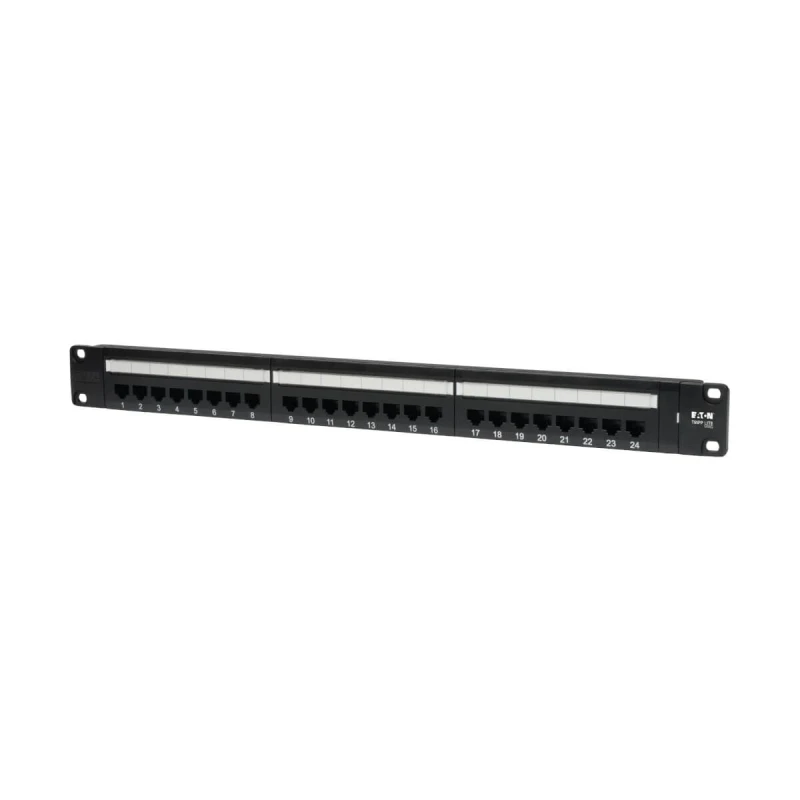 Image of Eaton Tripp Lite N052-024 24-Port 1U Rack-Mount Cat5e 110 Patch Panel, 568B, RJ45 Ethernet, TAA N052-024