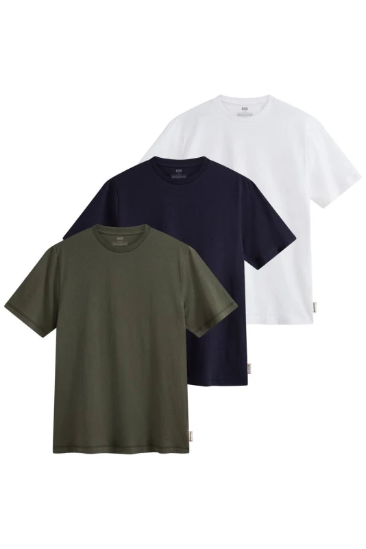 Image of Hunter 3 Pack Crew Neck T-Shirts Mens Whit/Kmbl/N Sky male Large