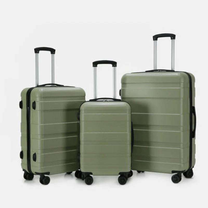 Image of OHS OHS 3 Piece Set Of Suitcase Luggage Hard Shell Travel Case Bag in Pale Green Pale Green One Size Unisex 5027434208326