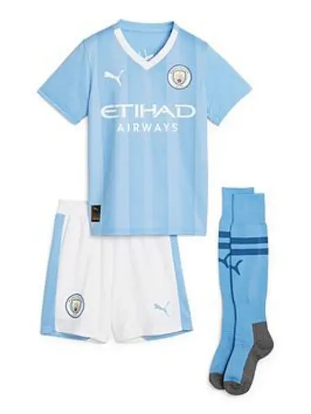 Image of Puma Little Kids Manchester City 23/24 Home Kit - Blue, Size 3-4 Years