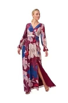 Image of Printed Chiffon Gown