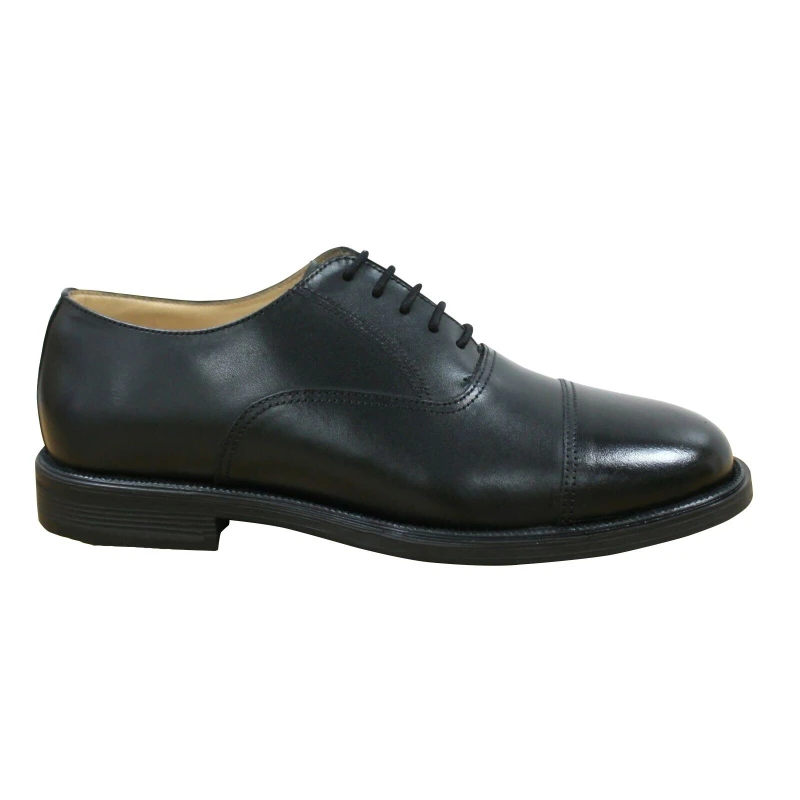 Image of Grafters Mens Leather Capped Oxford Laced Cadet Shoe in Black Size: 4 Black Male 4