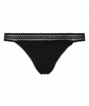 Image of DKNY Classic cotton lace trim bikini Black