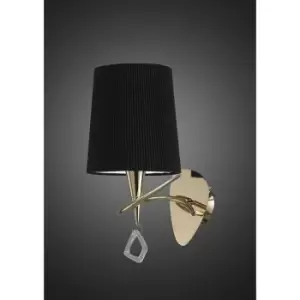 Image of Mara wall light with switch 1 E14 bulb, gold with Black lampshade