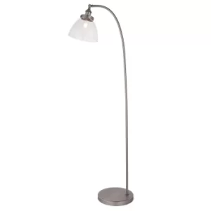 Image of Hansen Task Floor Lamp Brushed Silver Paint, Clear Glass