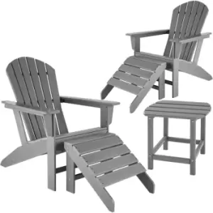 Image of Rustic garden set 2 Chair, 2 Footrest, 1 Table - garden table and chairs, bistro set, sun loungers - light grey - light grey