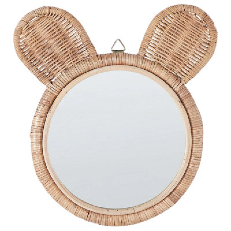 Image of Beliani Wall Mirror Ashanti 30 Cm 33cm Rattan Natural