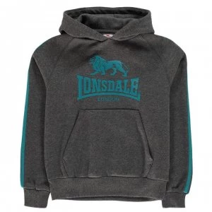 Image of Lonsdale 2 Stripe OTH Hoodie Junior Boys - Charcoal/Blue