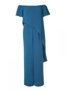 Image of Adrianna Papell One Shoulder Draped Jumpsuit Green