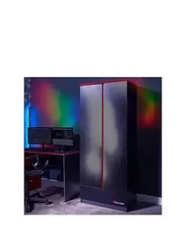 Image of X Rocker Carbon Tek 2 Door Wardrobe With Drawer And Neo Fibre LED Lighting
