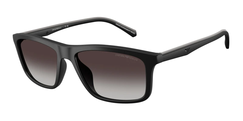 Image of Emporio Armani Man Emporio Armani EA4257U 50018G Sunglasses Injected Black Grey Pillow Normal Shaded Black Sunglasses Man Injected