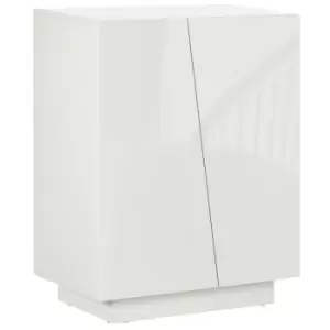 Image of HOMCOM Freestanding Storage Cabinet for Bedroom, Wooden Sideboard, High Gloss Storage Cupboard with Adjustable Shelves, White