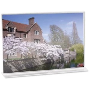 Image of Stand Up Double Sided A4 Desktop Sign Holder Landscape Clear