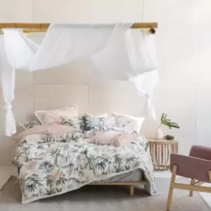 Image of Linen House Luana 100% Cotton Duvet Cover and Pillowcase Set Green, Pink and White