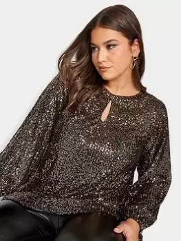 Image of Yours Sequin Keyhole Bellow Sleeve, Gold, Size 20, Women