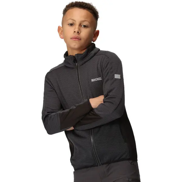 Image of Regatta Boys Highton IV Full Zip Fleece Jacket 13 Years - Chest 79-83cm (Height 153-158cm) Seal Grey/Black RKA400B-087-13
