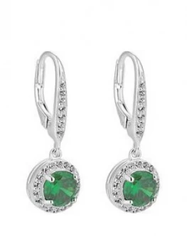 Image of Simply Silver Sterling Silver Cubic Zirconia Green Clara Drop Earrings