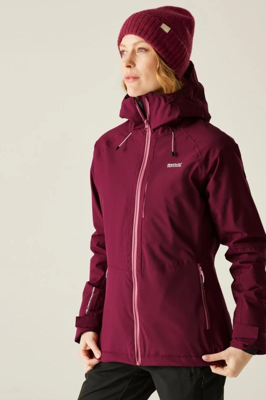 Image of Regatta Womens Highton Stretch Hooded Breathable Waterproof Insulated Jacket in Red Size: 8 Red Female 8