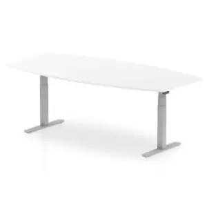 Image of High Gloss 2400mm Writable Boardroom Table White Top Silver Height Adjustable Leg