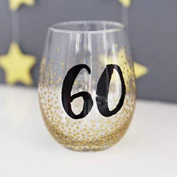 Image of Signography Stemless Wine Glass with Gold Glitter - 60