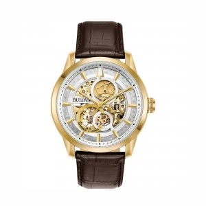 Image of Bulova Silver and Brown 'Automatic' Automatic Watch - 97A138 - multicoloured