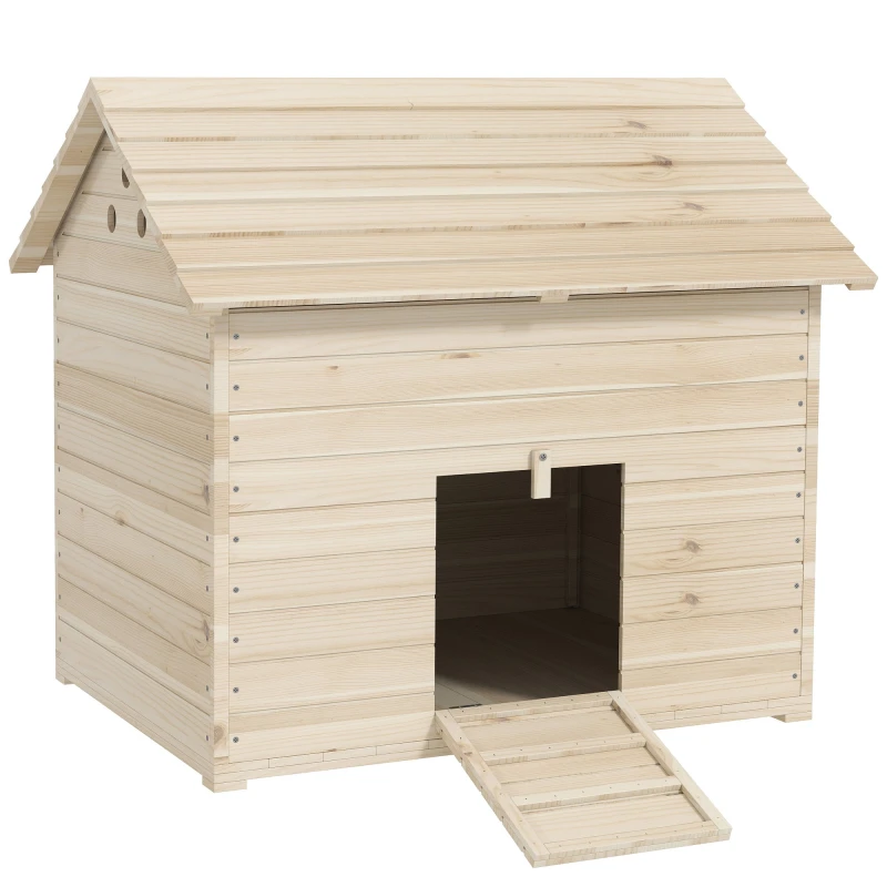Image of PawHut Wooden Duck House w/ Openable Roof - Raised Base - Air Holes - Natural TJ Hughes 5061025083756