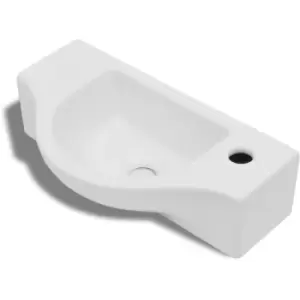 Image of Ceramic Bathroom Sink Basin with Faucet Hole White Vidaxl White