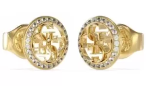 Image of Guess UBE02136YG Ladies Gold Plated 4G Logo Stud Earrings Jewellery