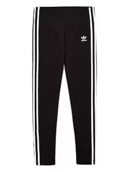 Image of adidas Originals Youth 3 Stripe Leggings - Black/White, Size 7-8 Years, Women
