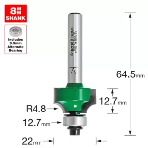 Image of Trend CRAFTPRO Round Over and Ovolo Router Cutter 22mm 12.7mm 8mm