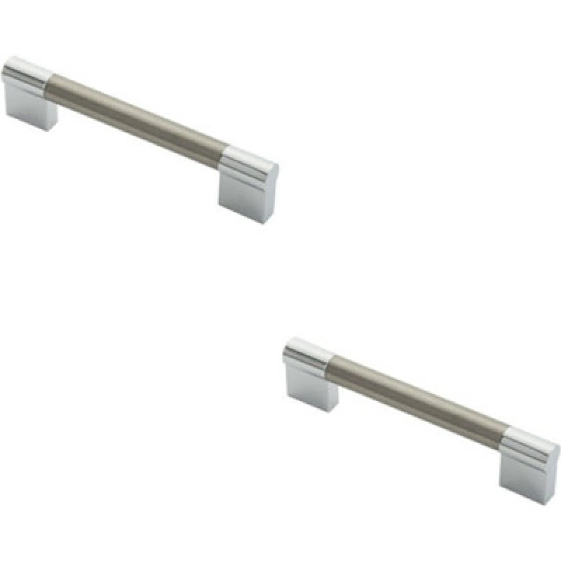 Image of Loops 2x Keyhole Bar Pull Handle 140 x 14mm 128mm Fixing Centres Satin Nickel & Chrome Metallics unisex